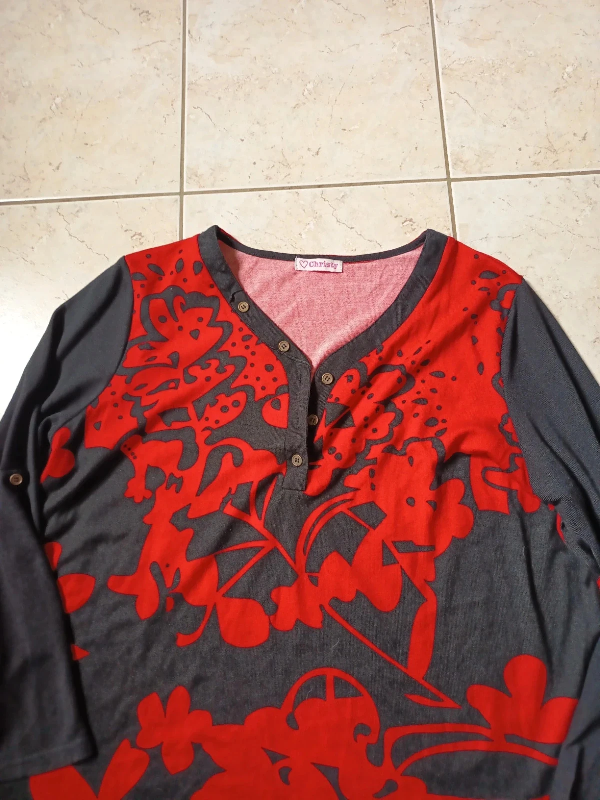 Túnica holgada roja y negra Christy – photo 2